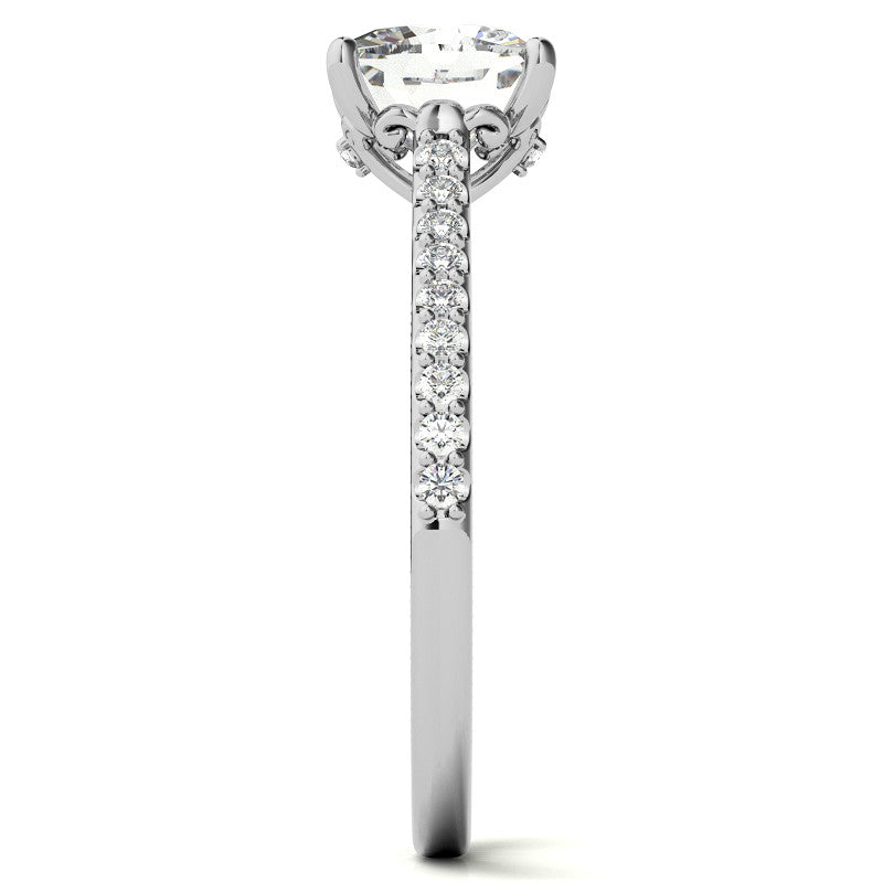 Cushion Moissanite Vintage Engagement Ring with Milgrain