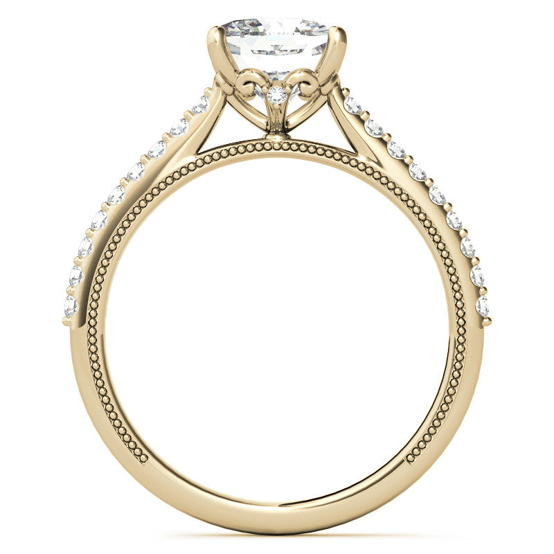 Cushion Moissanite Vintage Engagement Ring with Milgrain