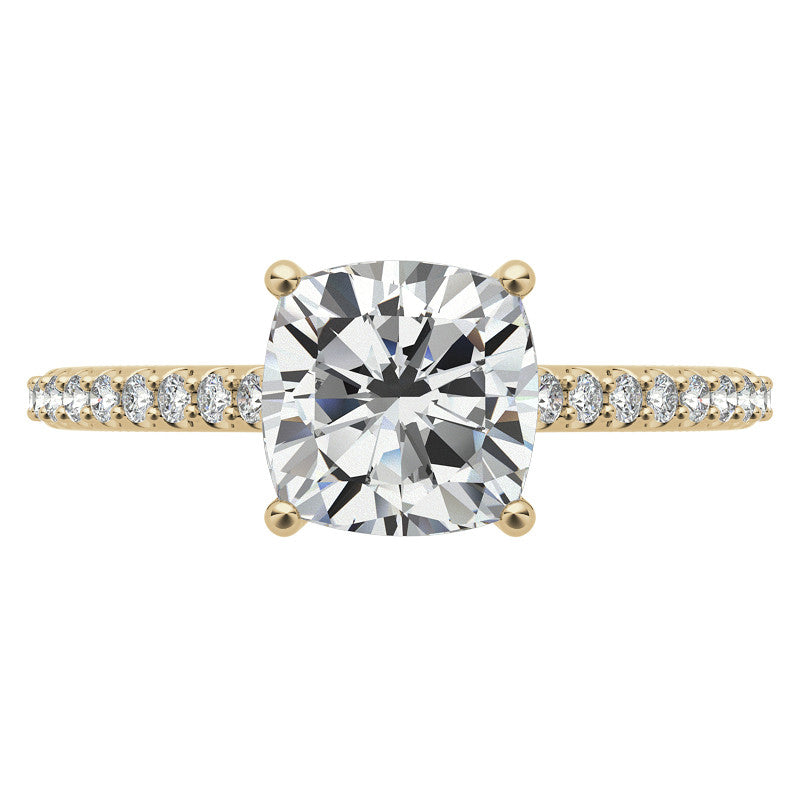 Cushion Moissanite Vintage Engagement Ring with Milgrain