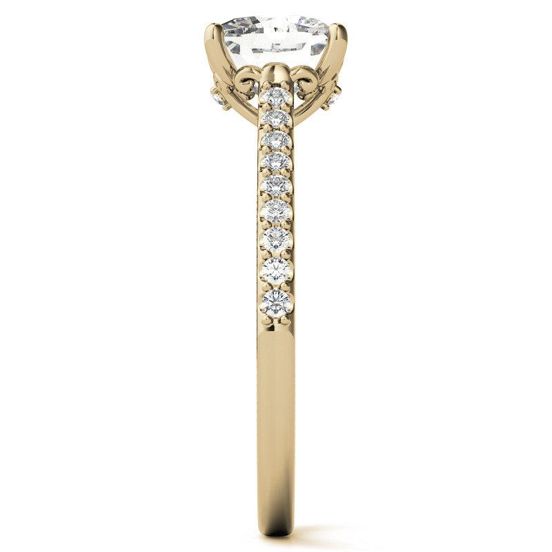 Cushion Moissanite Vintage Engagement Ring with Milgrain