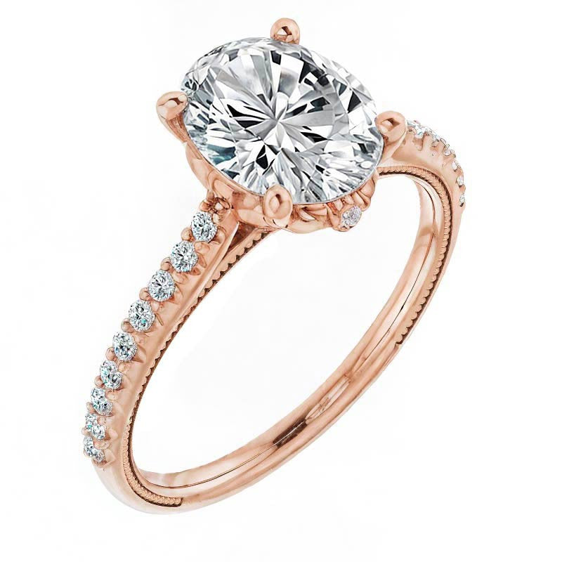 Oval Vintage Engagement Ring with Milgrain