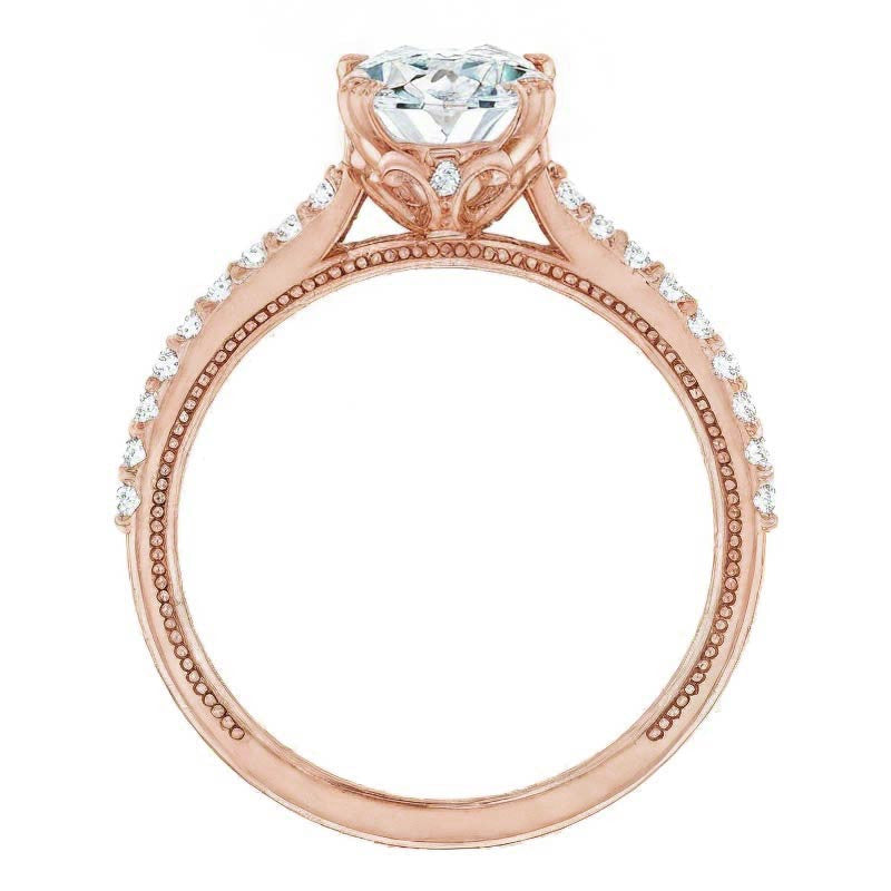 Oval Vintage Engagement Ring with Milgrain