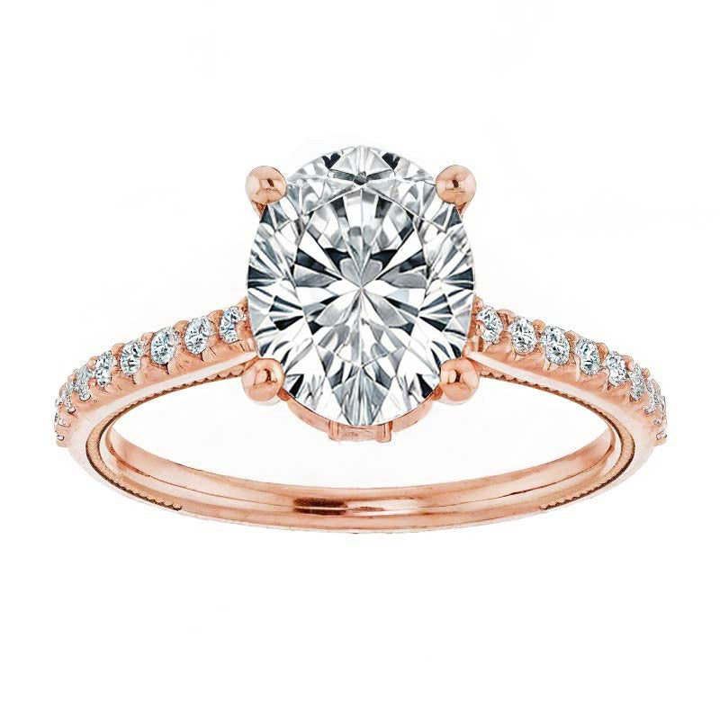 Oval Vintage Engagement Ring with Milgrain
