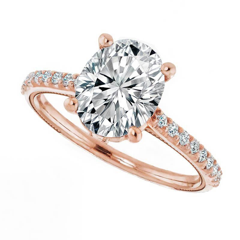 Oval Vintage Engagement Ring with Milgrain