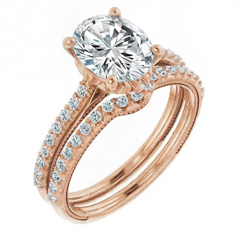 Oval Vintage Engagement Ring with Milgrain