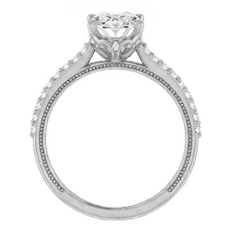 Oval Vintage Engagement Ring with Milgrain