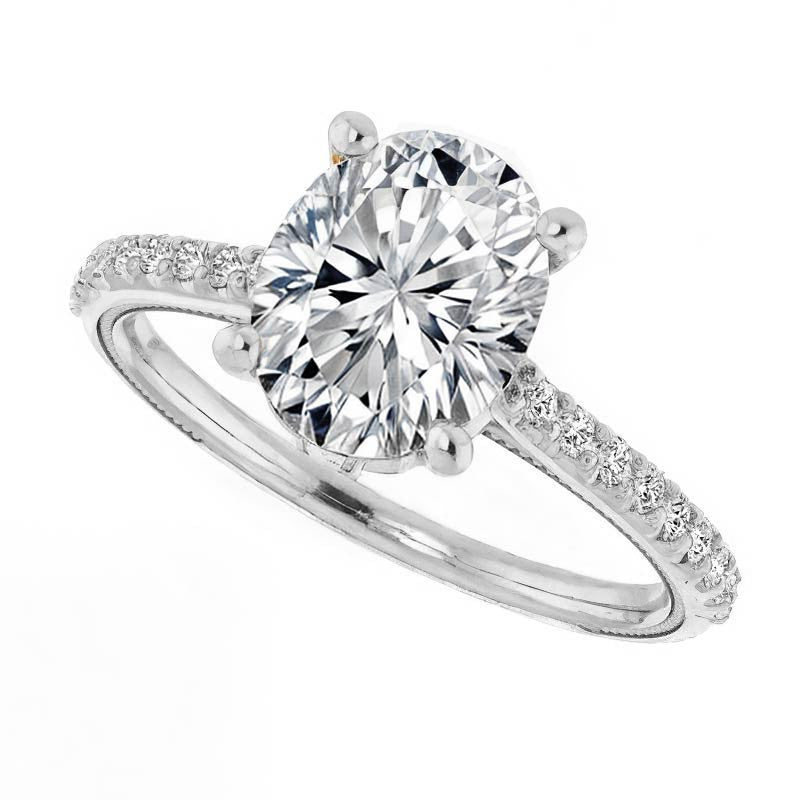 Oval Vintage Engagement Ring with Milgrain
