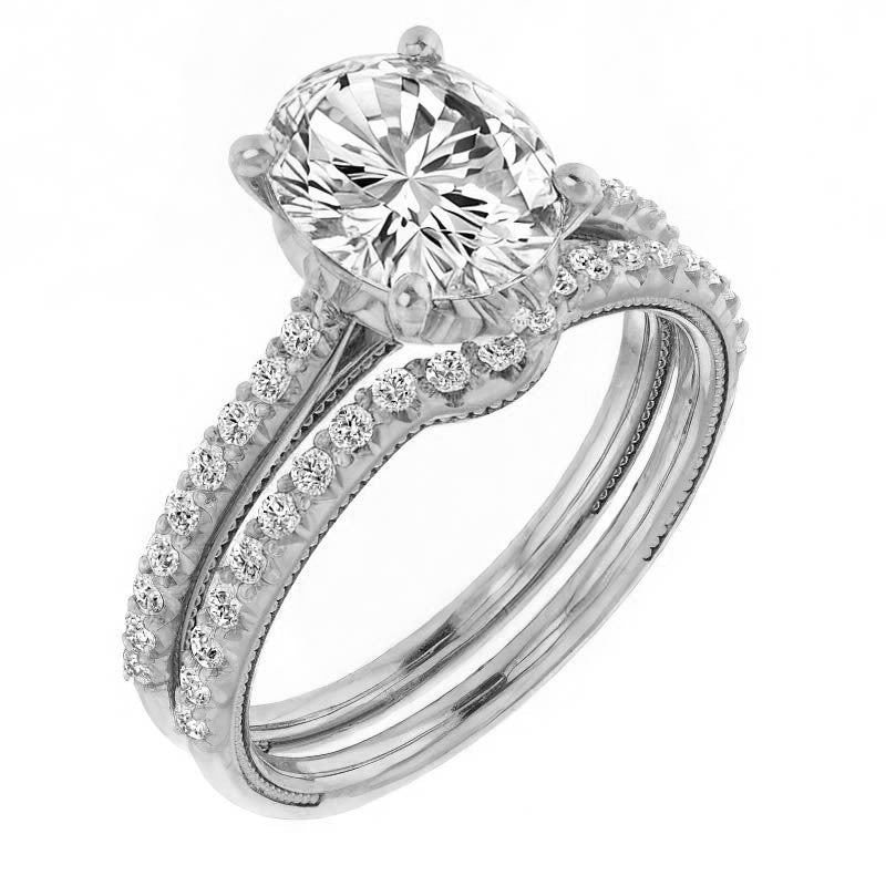Oval Vintage Engagement Ring with Milgrain