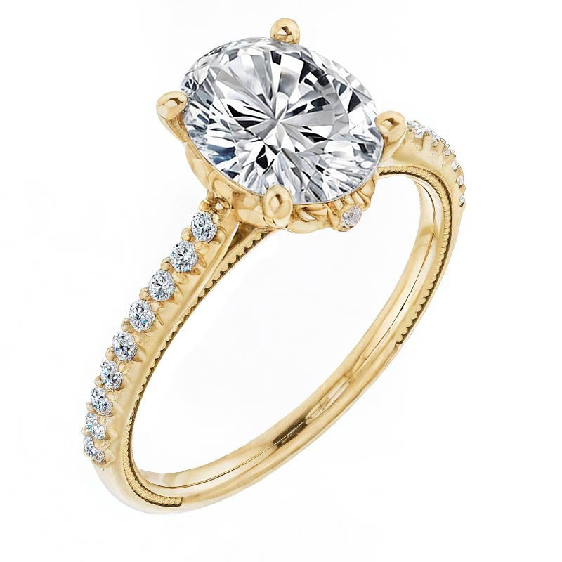 Oval Vintage Engagement Ring with Milgrain