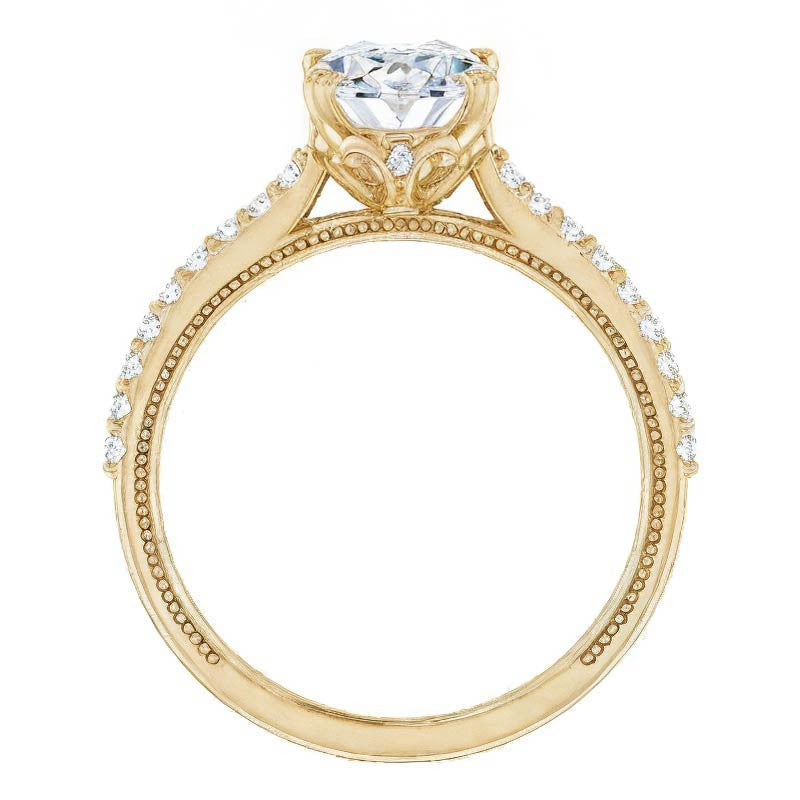 Oval Vintage Engagement Ring with Milgrain