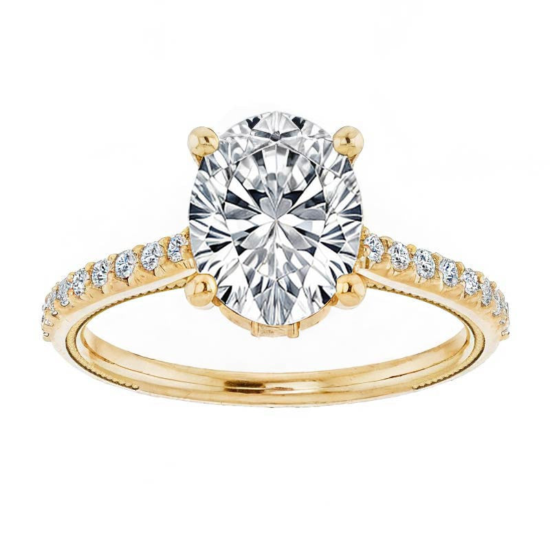 Oval Vintage Engagement Ring with Milgrain