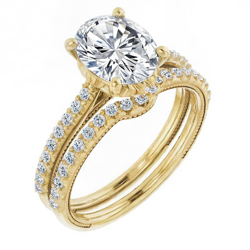 Oval Vintage Engagement Ring with Milgrain