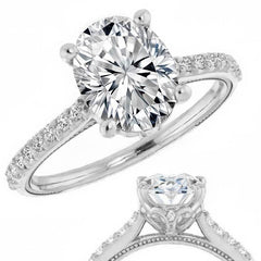 Oval Vintage Engagement Ring with Milgrain