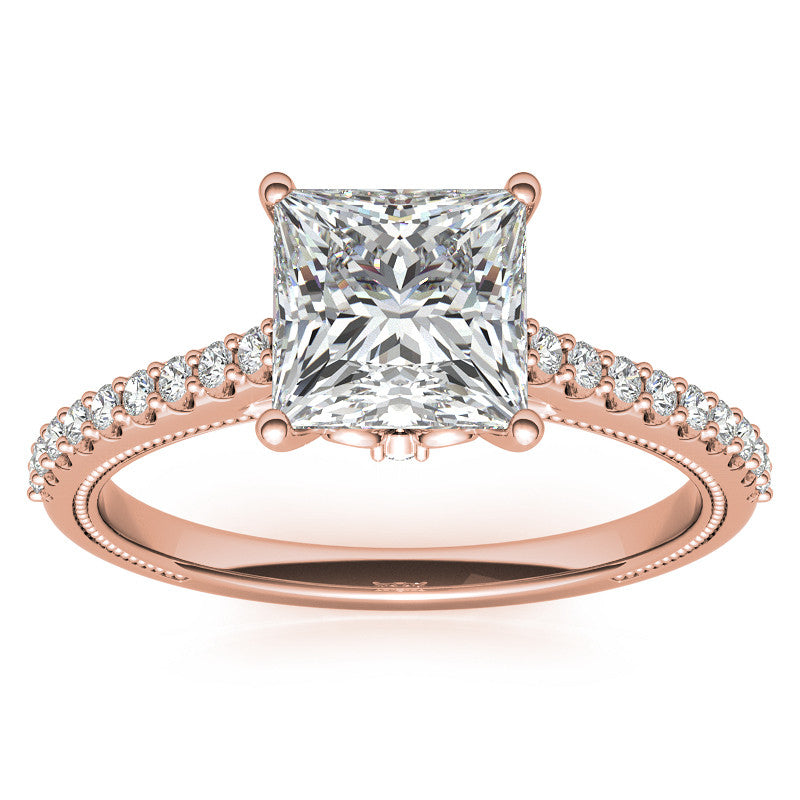 Princess cut Vintage Engagement Ring with Milgrain