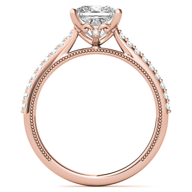 Princess cut Vintage Engagement Ring with Milgrain