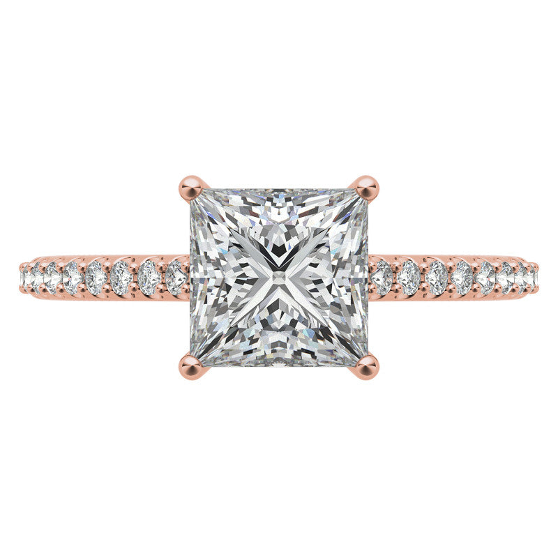 Princess cut Vintage Engagement Ring with Milgrain