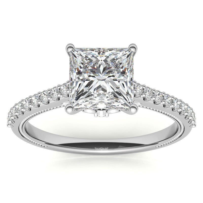 Princess cut Vintage Engagement Ring with Milgrain
