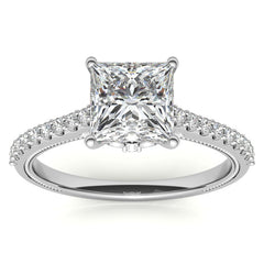 Princess cut Vintage Engagement Ring with Milgrain