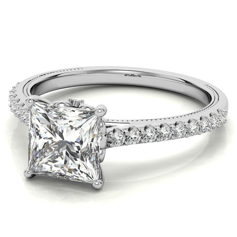 Princess cut Vintage Engagement Ring with Milgrain