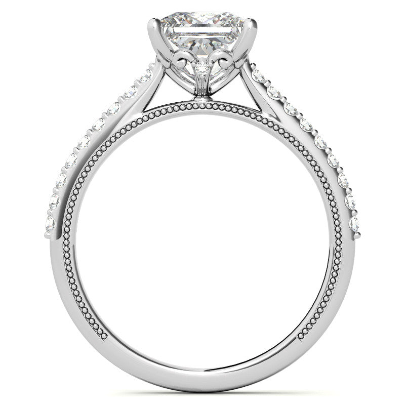 Princess cut Vintage Engagement Ring with Milgrain