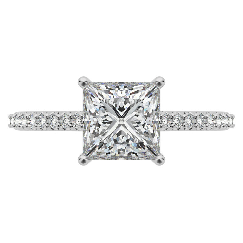 Princess cut Vintage Engagement Ring with Milgrain