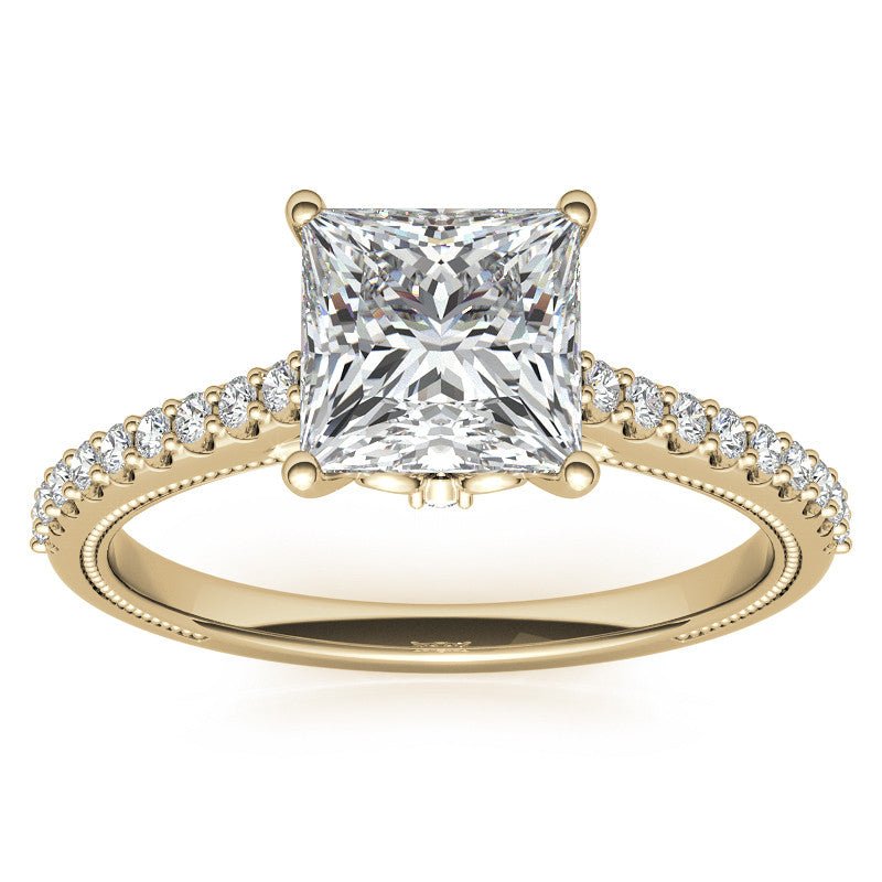Princess cut Vintage Engagement Ring with Milgrain