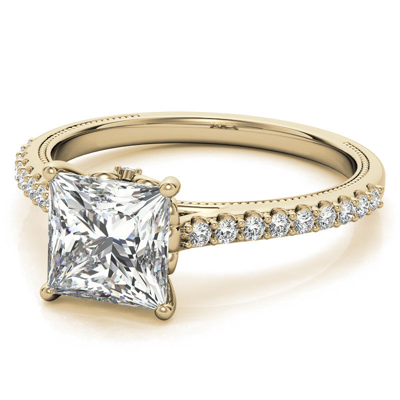 Princess cut Vintage Engagement Ring with Milgrain