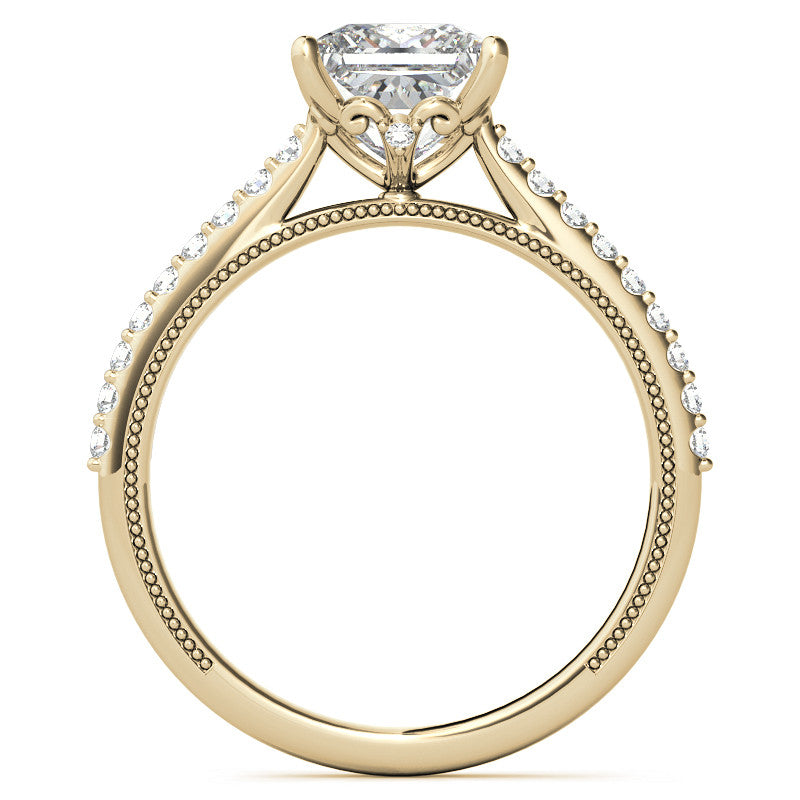 Princess cut Vintage Engagement Ring with Milgrain