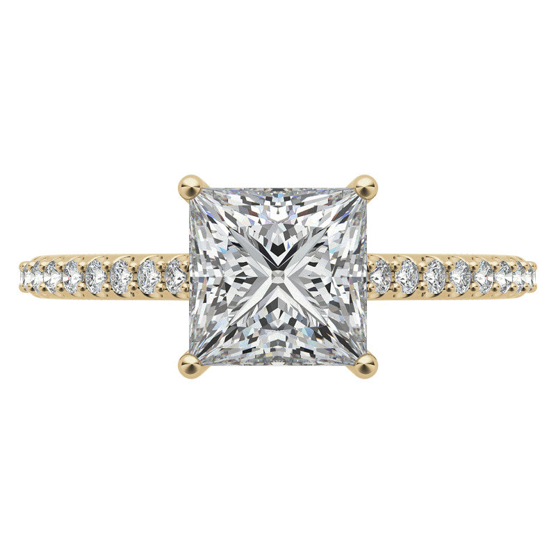 Princess cut Vintage Engagement Ring with Milgrain