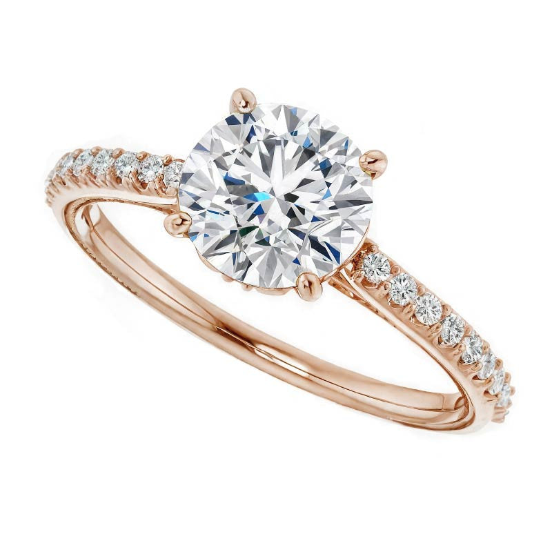 Round Vintage Moissanite Engagement Ring with Milgrain
