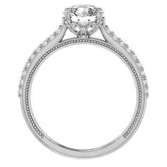 Round Vintage Moissanite Engagement Ring with Milgrain