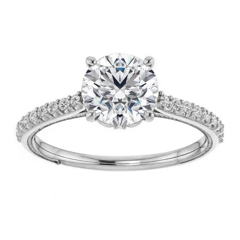 Round Vintage Moissanite Engagement Ring with Milgrain