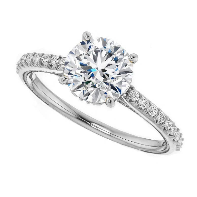 Round Vintage Moissanite Engagement Ring with Milgrain