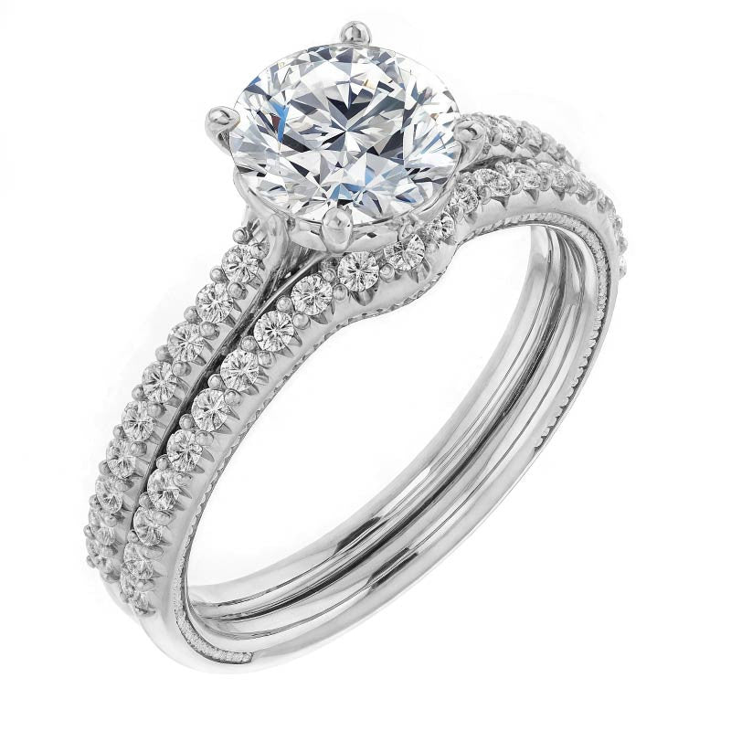 Round Vintage Moissanite Engagement Ring with Milgrain