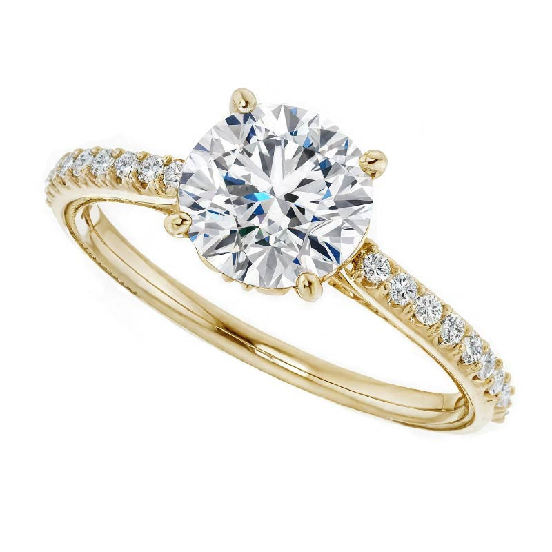 Round Vintage Moissanite Engagement Ring with Milgrain