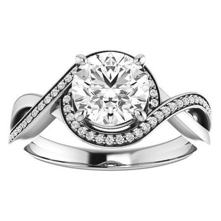 Round Infinity Split Shank Halo Moissanite Engagement Ring