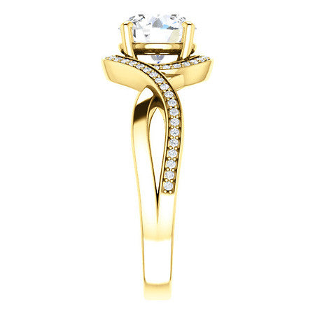 Round Infinity Split Shank Halo Moissanite Engagement Ring
