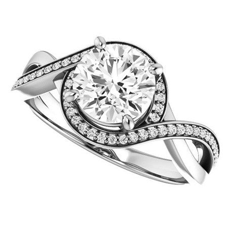 Round Infinity Split Shank Halo Moissanite Engagement Ring