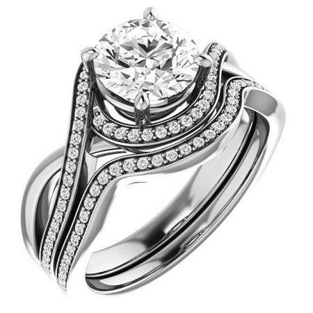 Round Infinity Split Shank Halo Moissanite Engagement Ring