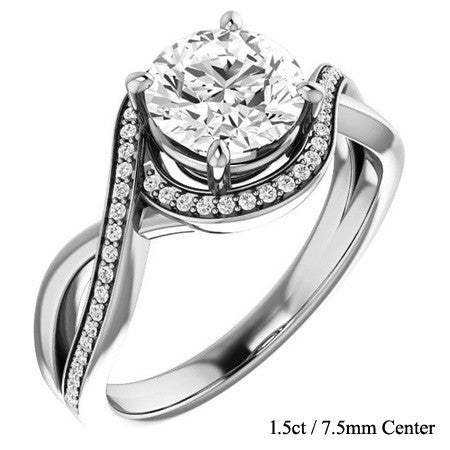 Round Infinity Split Shank Halo Moissanite Engagement Ring