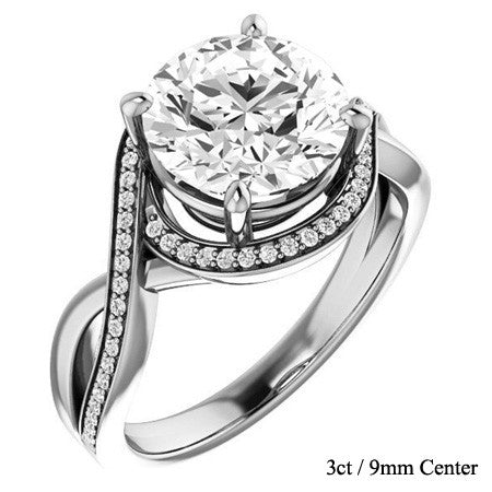 Round Infinity Split Shank Halo Moissanite Engagement Ring