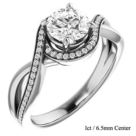Round Infinity Split Shank Halo Moissanite Engagement Ring