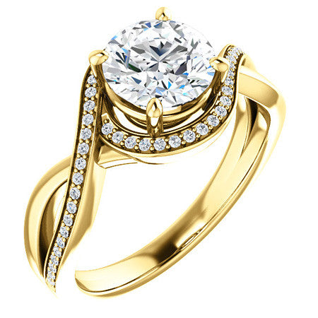 Round Infinity Split Shank Halo Moissanite Engagement Ring