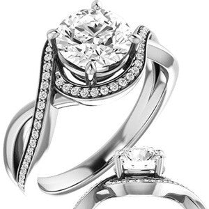 Round Infinity Split Shank Halo Moissanite Engagement Ring