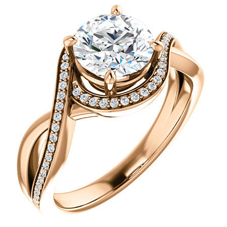 Round Infinity Split Shank Halo Moissanite Engagement Ring
