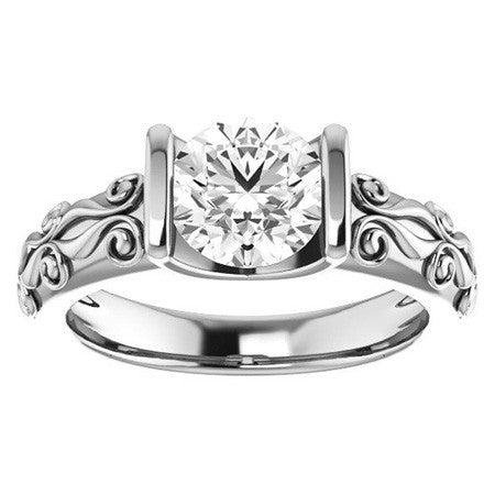 Round Modern Scroll Engagement Ring