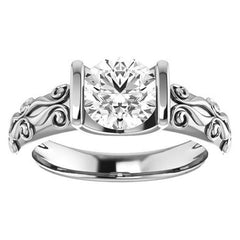 Round Modern Scroll Engagement Ring