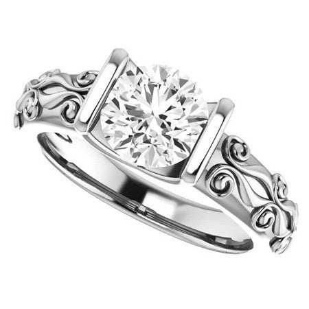 Round Modern Scroll Engagement Ring