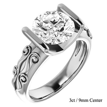 Round Modern Scroll Engagement Ring