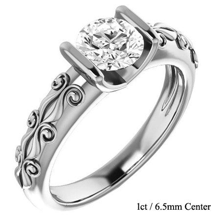 Round Modern Scroll Engagement Ring